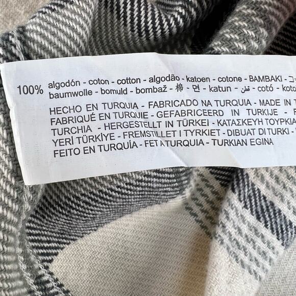 Zara Button Down Top Women's Size 13/14 Beige Plaid Woven Long Sleeve Flannel - Picture 10 of 10